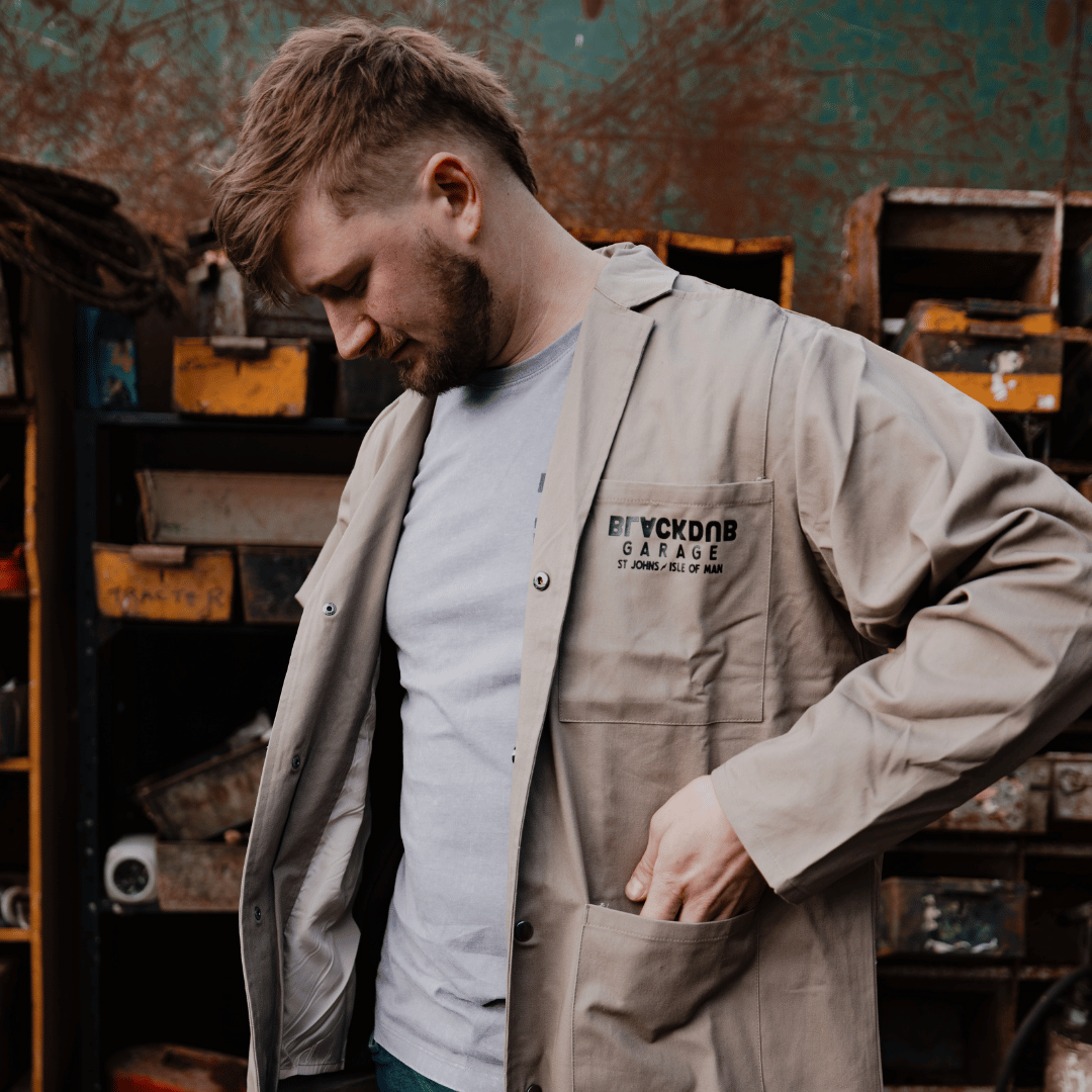 Uggly & Co Garage Overcoat – Beige Cotton Canvas Vintage Work Jacket