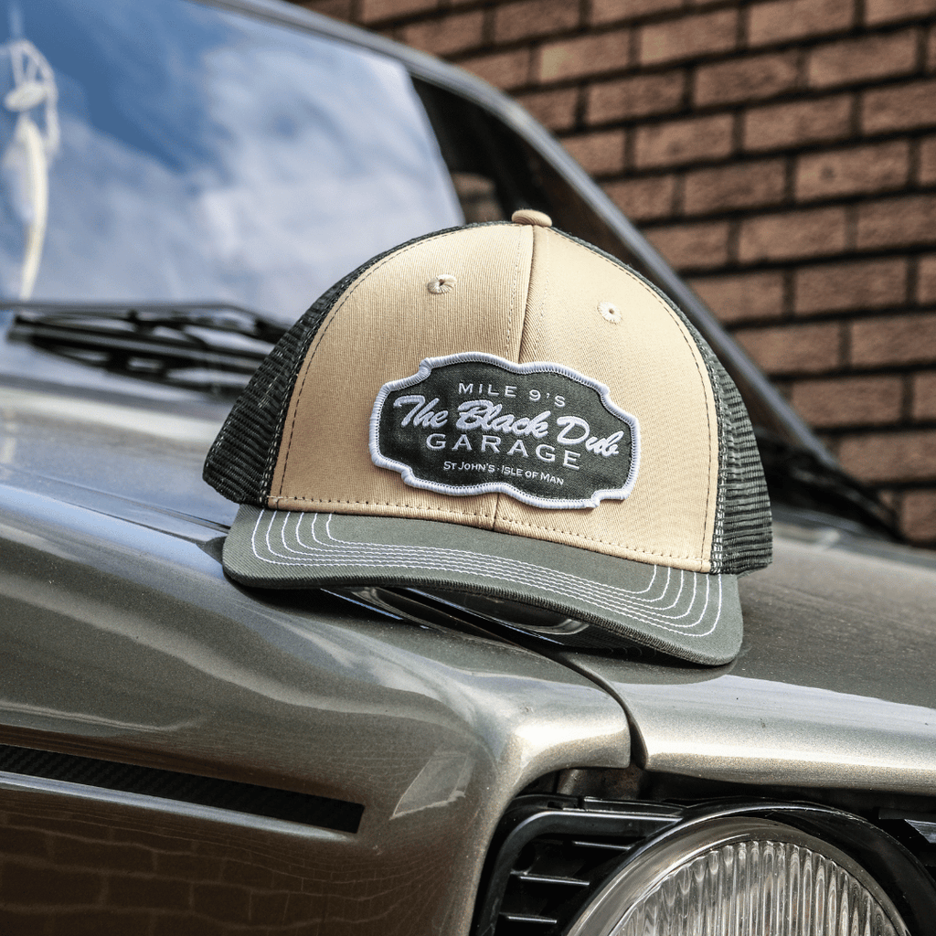 Uggly and Co Black Dub Garage Trucker Hat – Green and Beige Vintage Cap