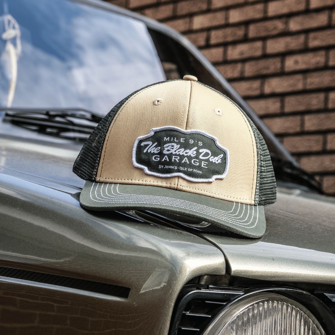 Uggly and Co Black Dub Garage Trucker Hat – Green and Beige Vintage Cap