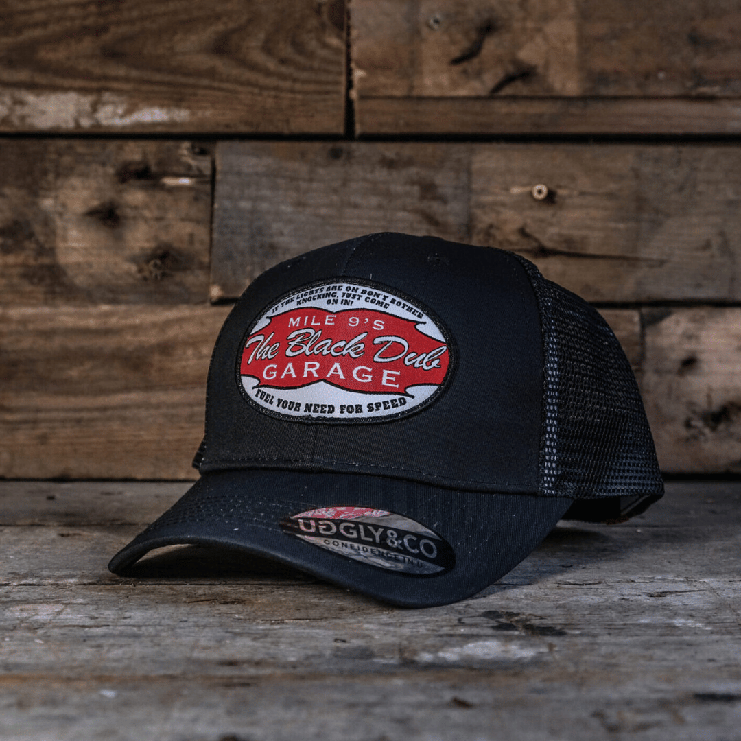 Uggly and Co Black Dub Garage Trucker Hat – Retro Mesh Adjustable Cap