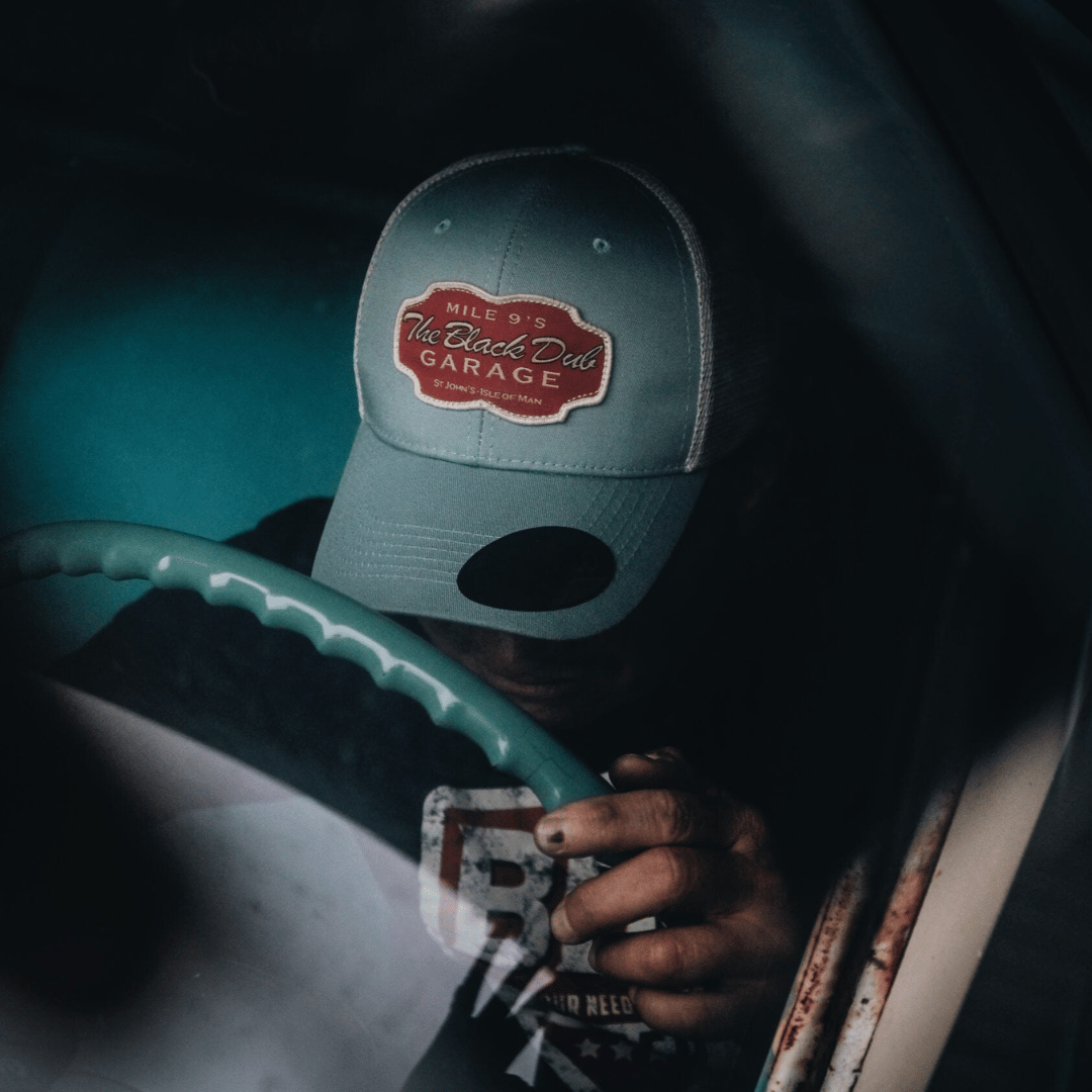 Uggly and Co Black Dub Garage Trucker Hat – Peppermint & Beige Mesh Cap
