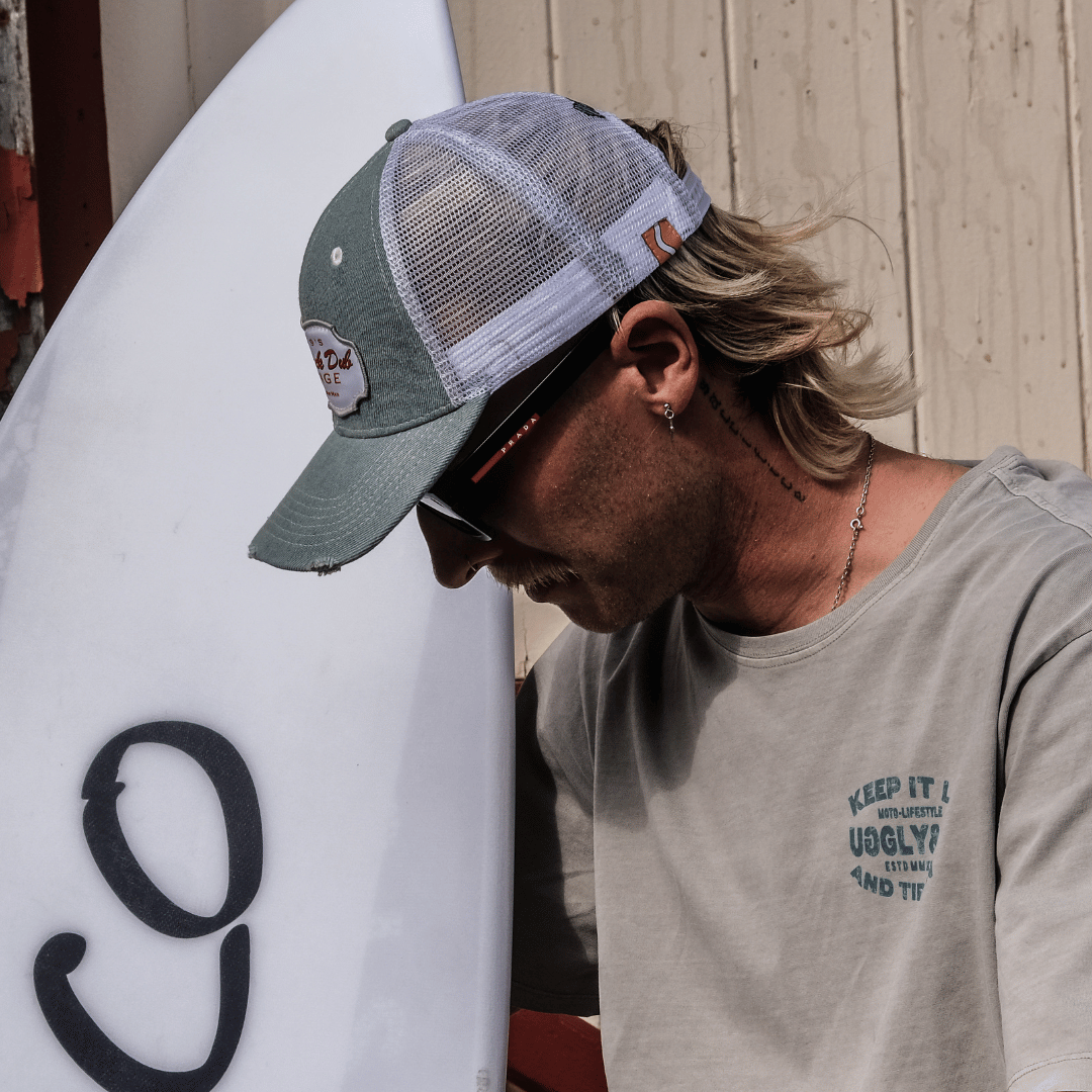 Uggly and Co Denim Garage Trucker Hat – Distressed Vintage Mesh Cap