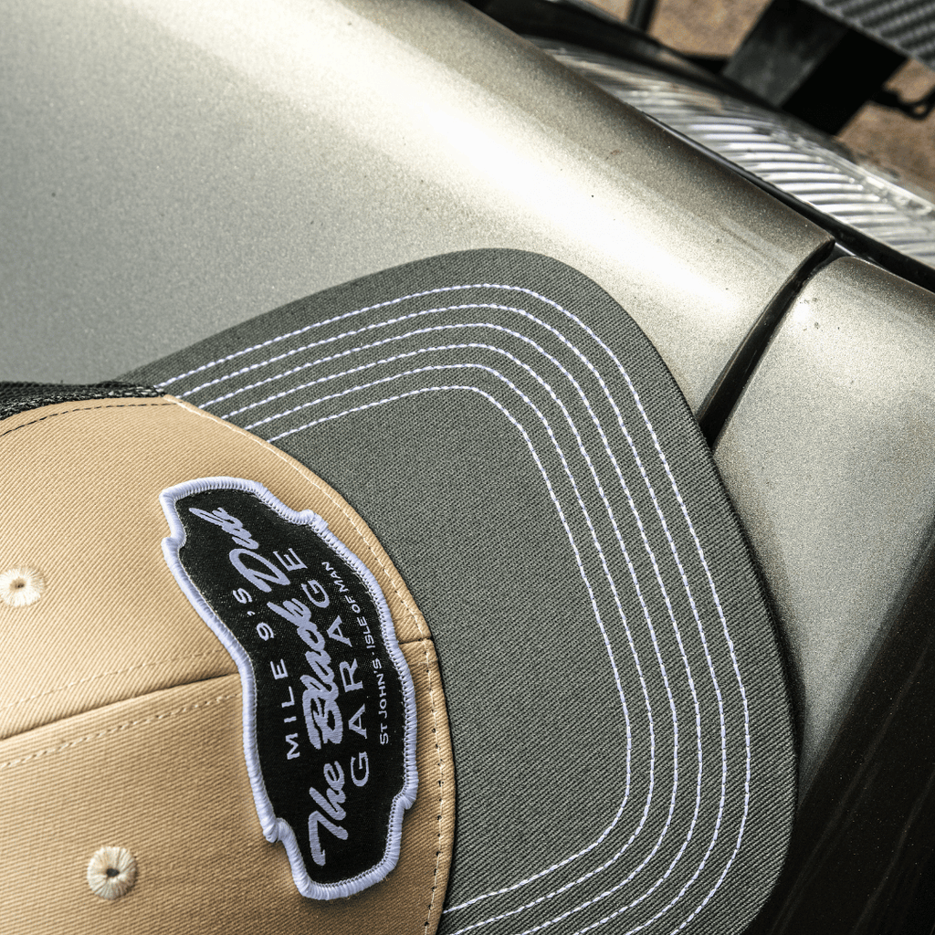 Uggly and Co Black Dub Garage Trucker Hat – Green and Beige Vintage Cap