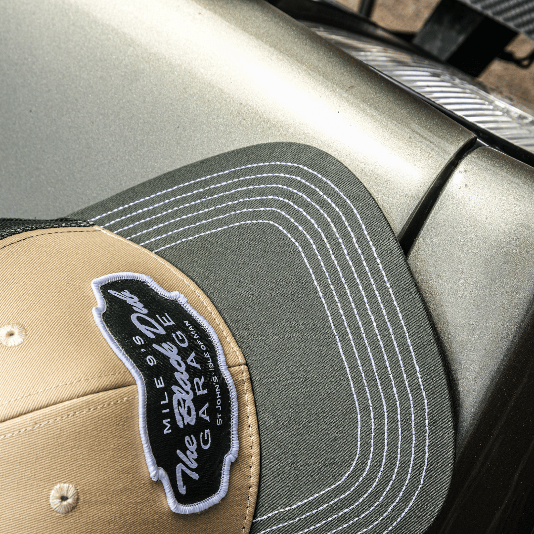Uggly and Co Black Dub Garage Trucker Hat – Green and Beige Vintage Cap