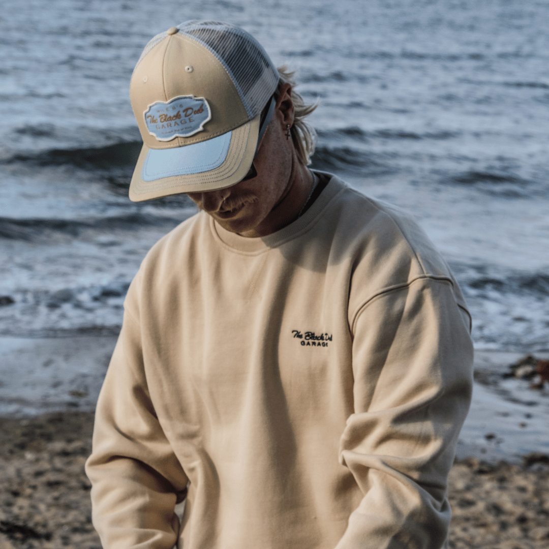 Uggly and Co Black Dub Garage Jumper – Beige Heavyweight Fleece