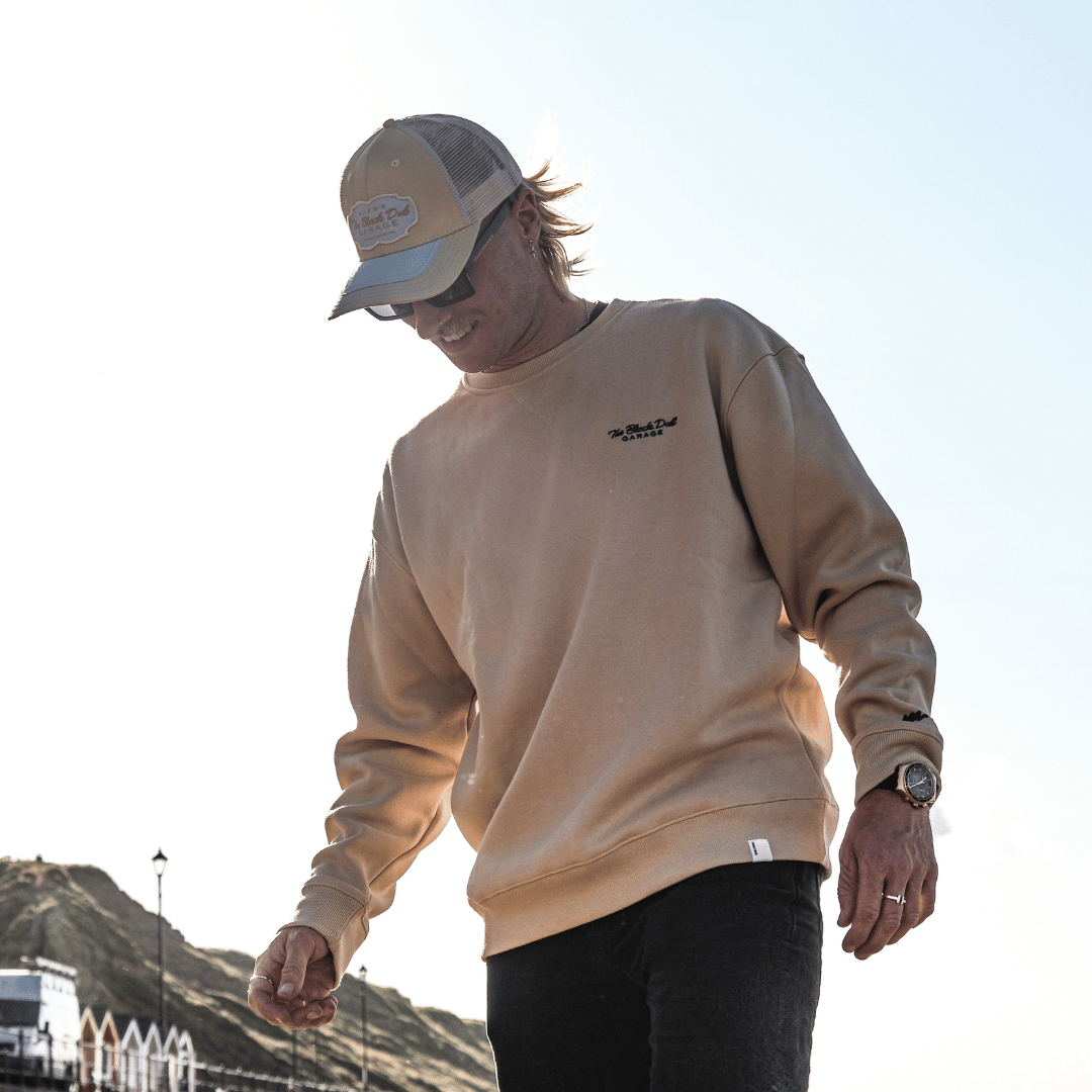 Uggly and Co Black Dub Garage Jumper – Beige Heavyweight Fleece