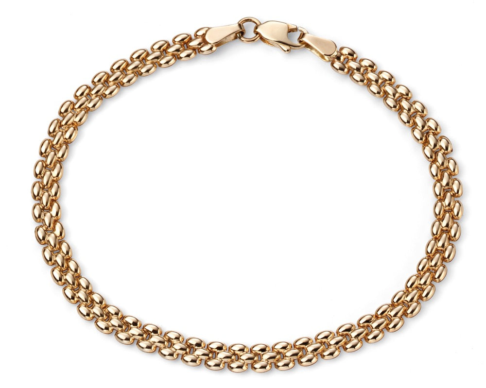 Gecko Jewellery 9ct Yellow Gold Watch Strap Style Bracelet - 18.4cm