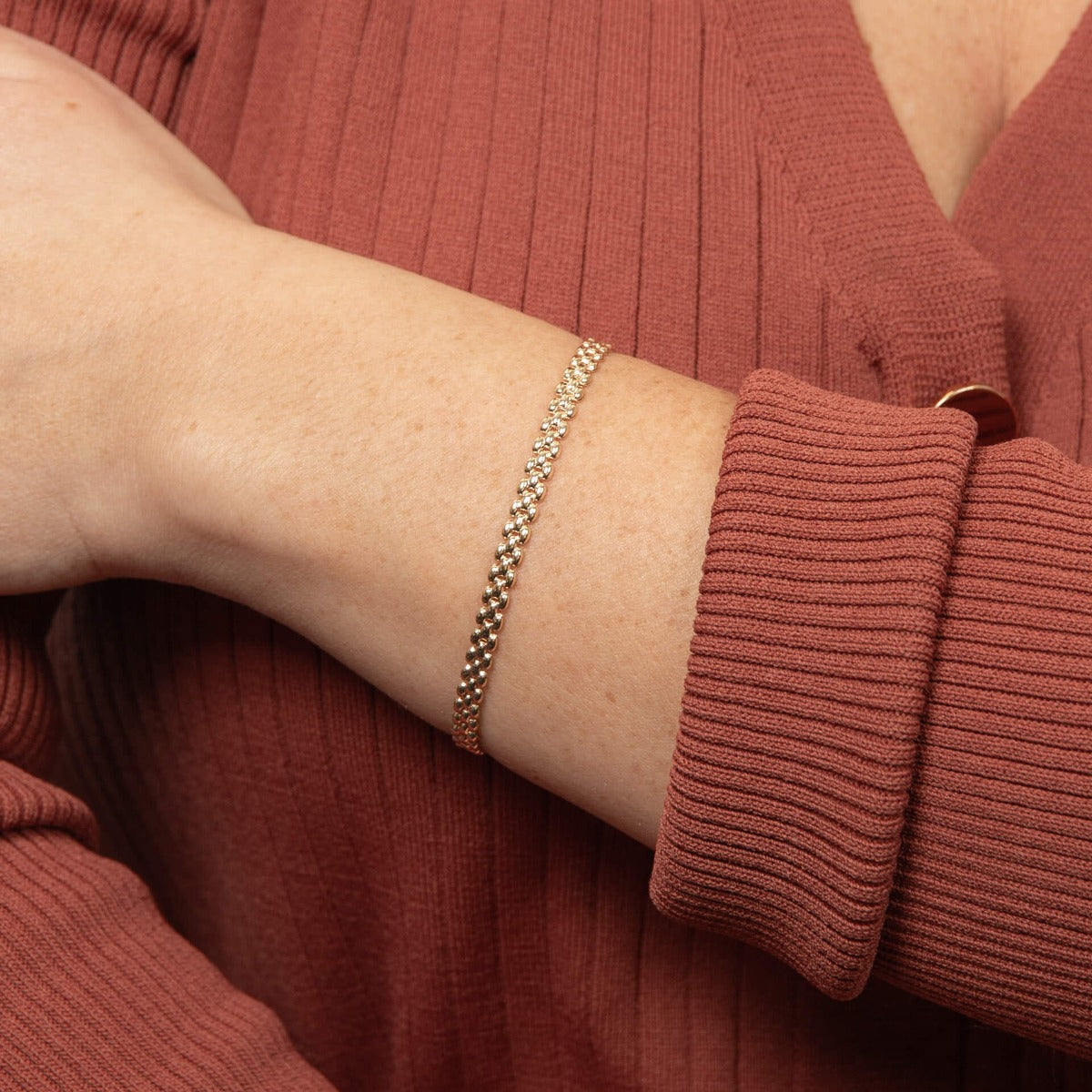 Gecko Jewellery 9ct Yellow Gold Watch Strap Style Bracelet - 18.4cm