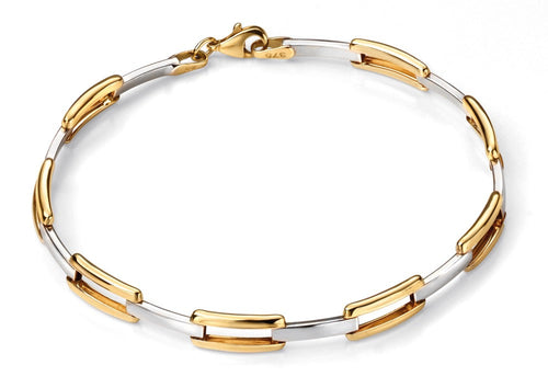 Gecko Jewellery Rectangle Link Bracelet – 9ct Yellow and White Gold