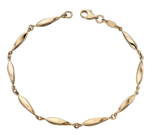 Gecko Jewellery 9ct Yellow Gold Marquise Link Bracelet – 18cm Length