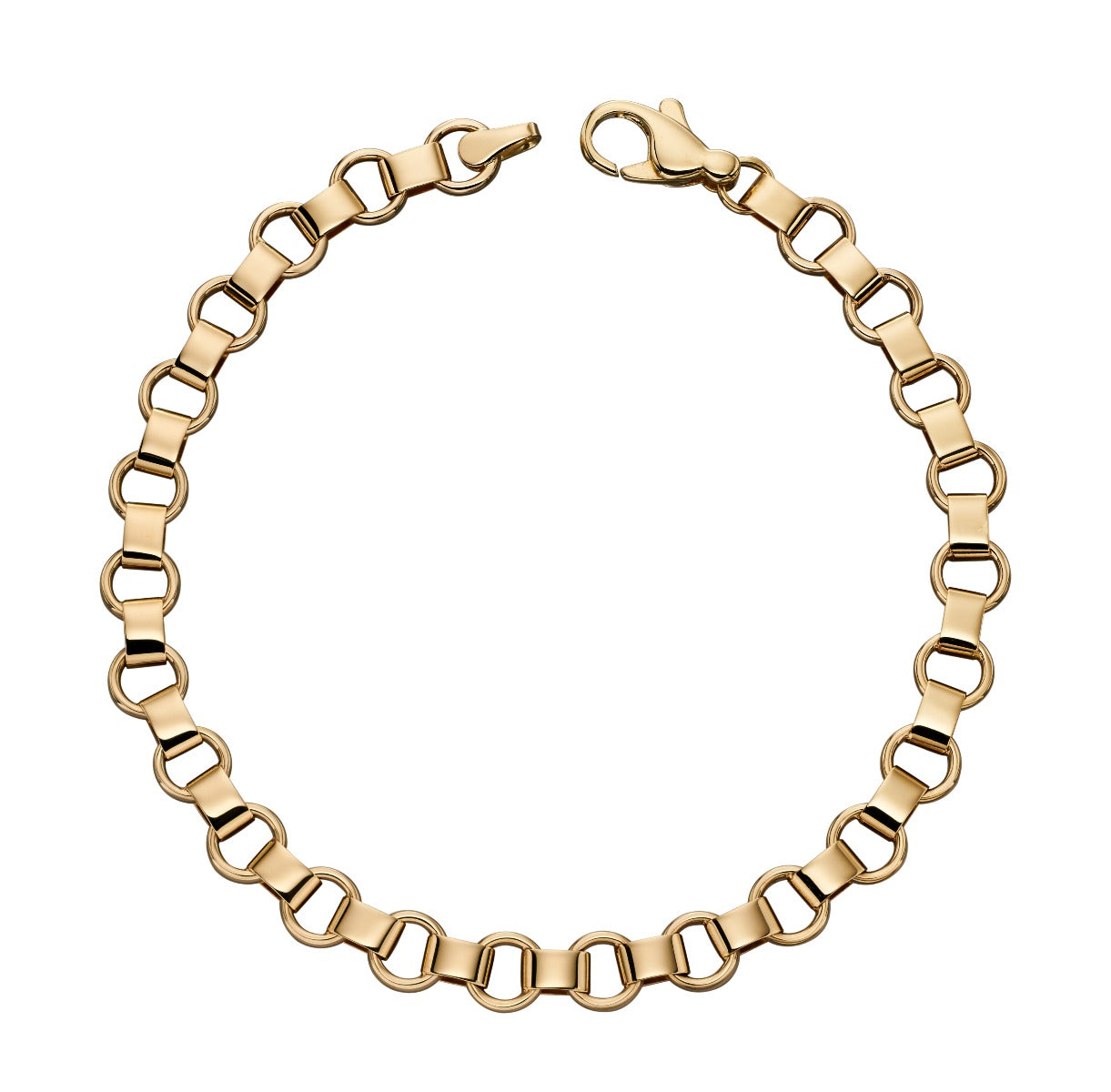 Gecko Jewellery 9ct Yellow Gold Circle Link Bracelet - 19cm Length