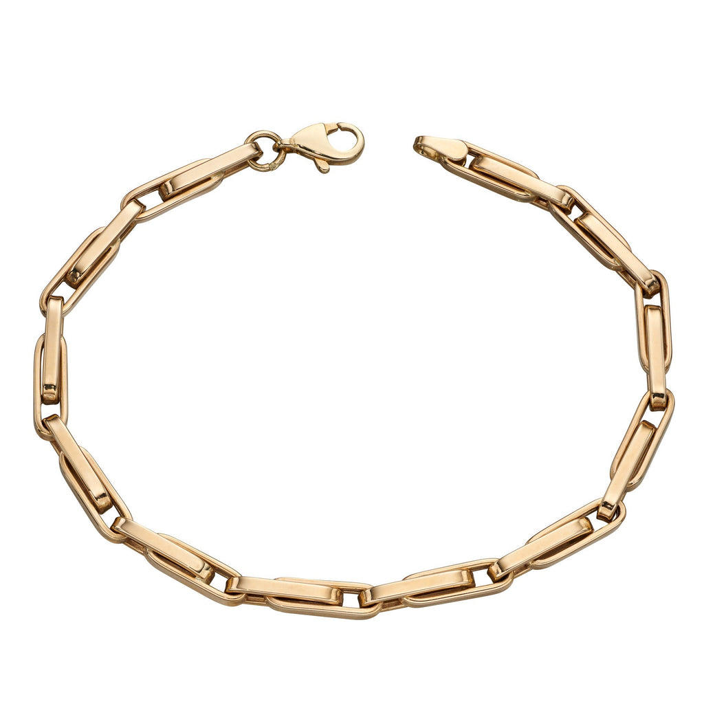 Gecko Jewellery 9ct Gold Long Flat Links Bracelet for Women – 9k Gold