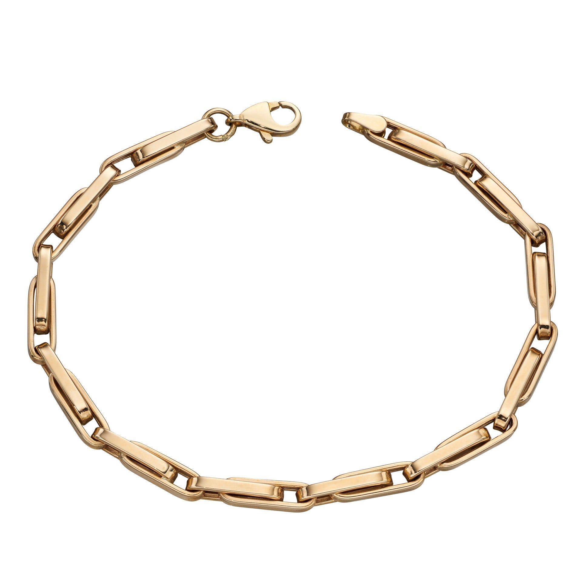 Gecko Jewellery 9ct Gold Long Flat Links Bracelet for Women – 9k Gold