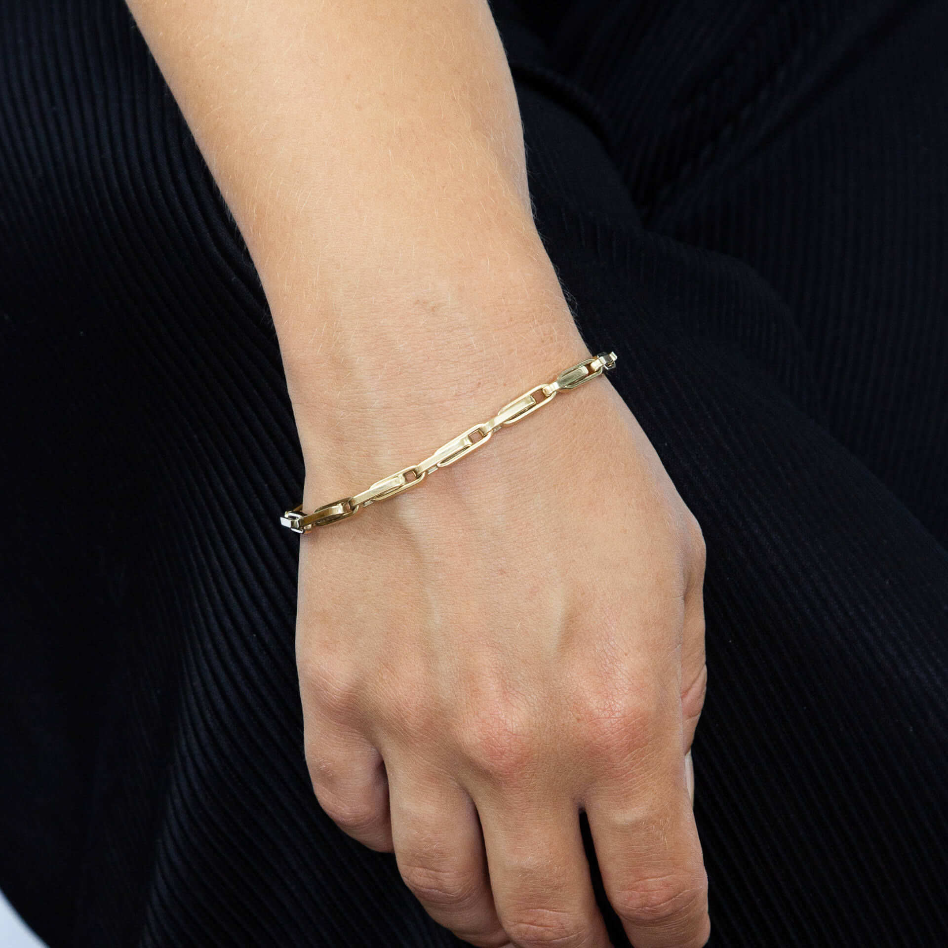 Gecko Jewellery 9ct Gold Long Flat Links Bracelet for Women – 9k Gold