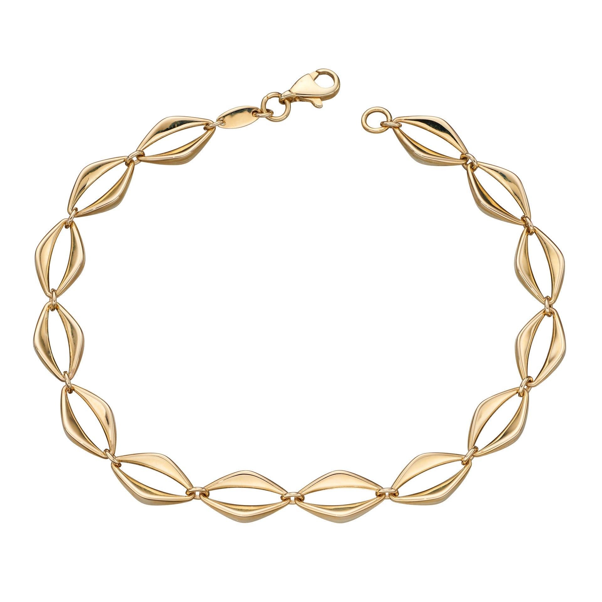 Gecko Jewellery 9ct Yellow Gold Open Eye Link Bracelet for Women