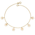 Gecko Jewellery 9ct Gold Heart and Flower Charm Bracelet for Women