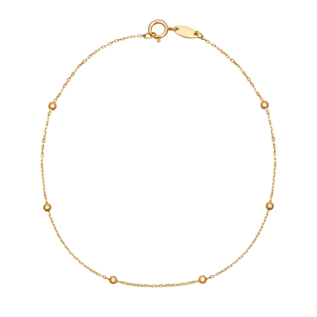 Gecko Jewellery 9ct Gold Fine Ball Station Bracelet for Charms