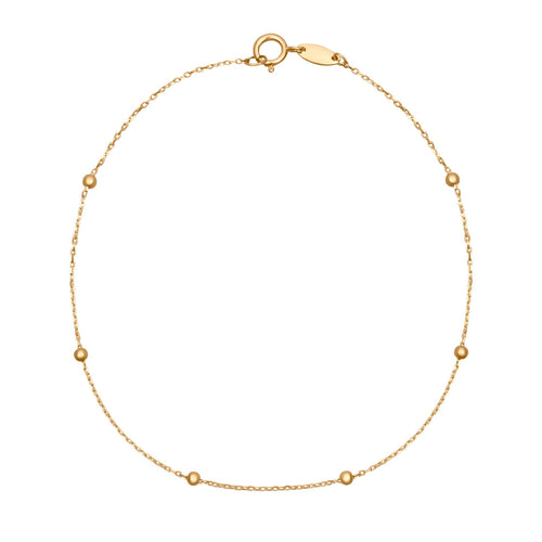 Gecko Jewellery 9ct Gold Fine Ball Station Bracelet for Charms
