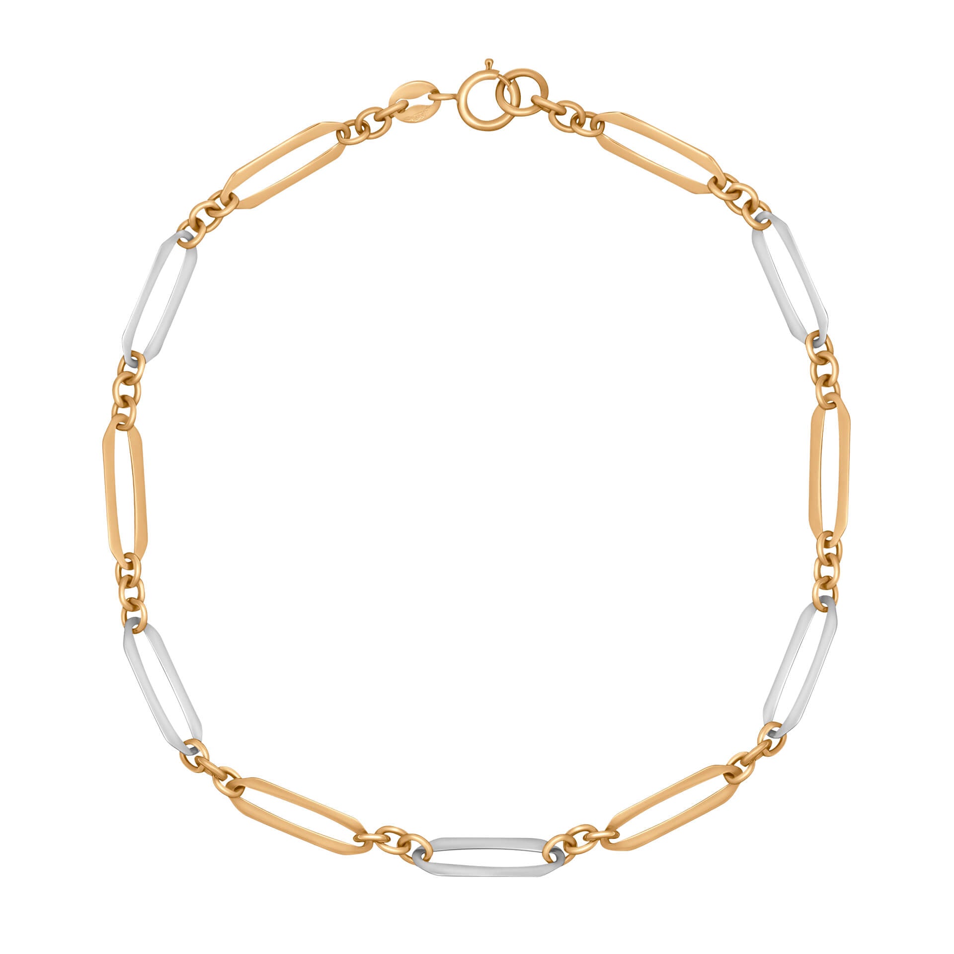 Gecko Jewellery 9ct Gold Elongated Link Bracelet with Bolt Ring Fastening