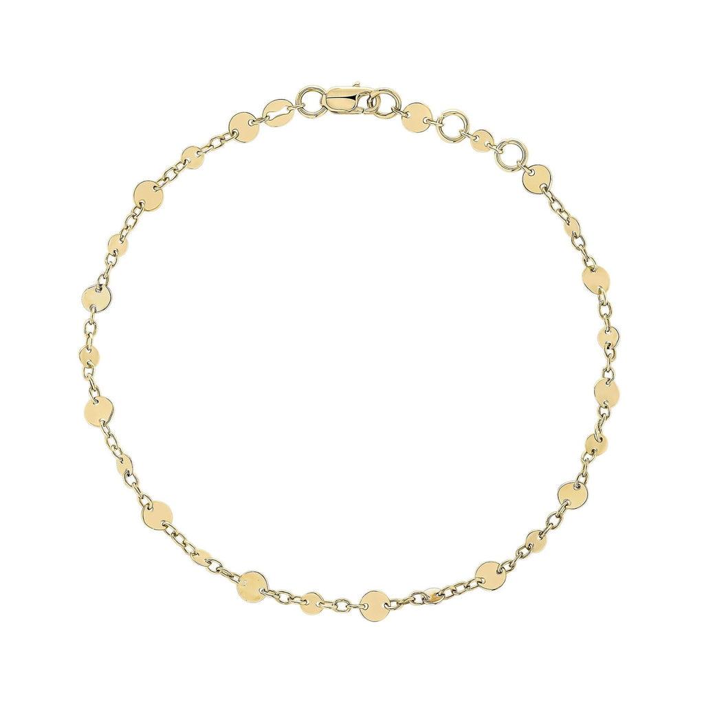 Gecko Jewellery 9ct Yellow Gold Disc Chain Bracelet – Italian Inspired
