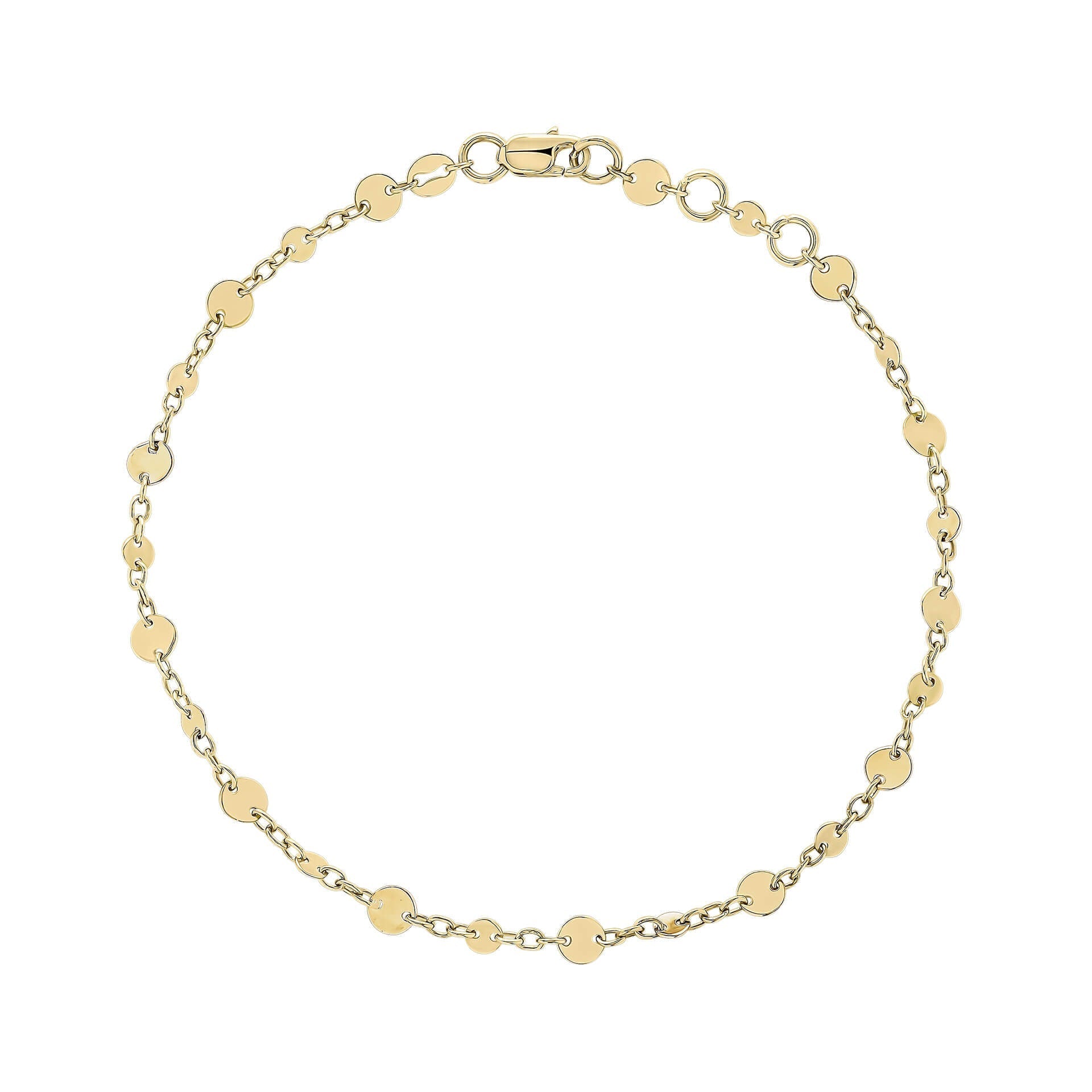 Gecko Jewellery 9ct Yellow Gold Disc Chain Bracelet – Italian Inspired