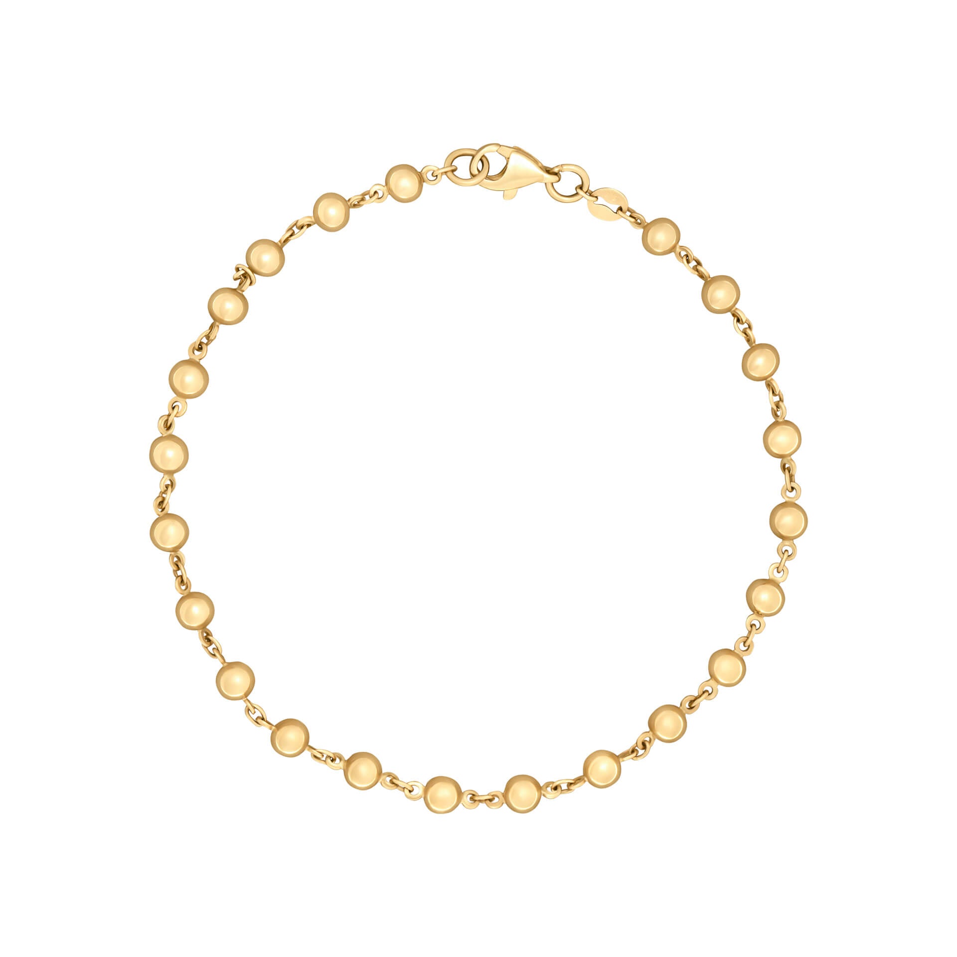 Gecko Jewellery 9ct Yellow Gold Ball Chain Bracelet – Polished Finish