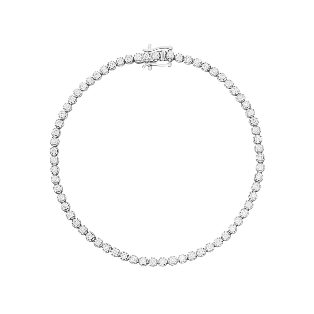 Gecko Jewellery Mini Diamond Tennis Bracelet in 9ct White Gold