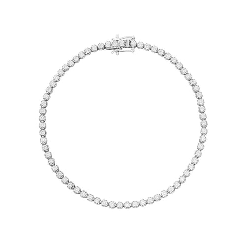Gecko Jewellery Mini Diamond Tennis Bracelet in 9ct White Gold