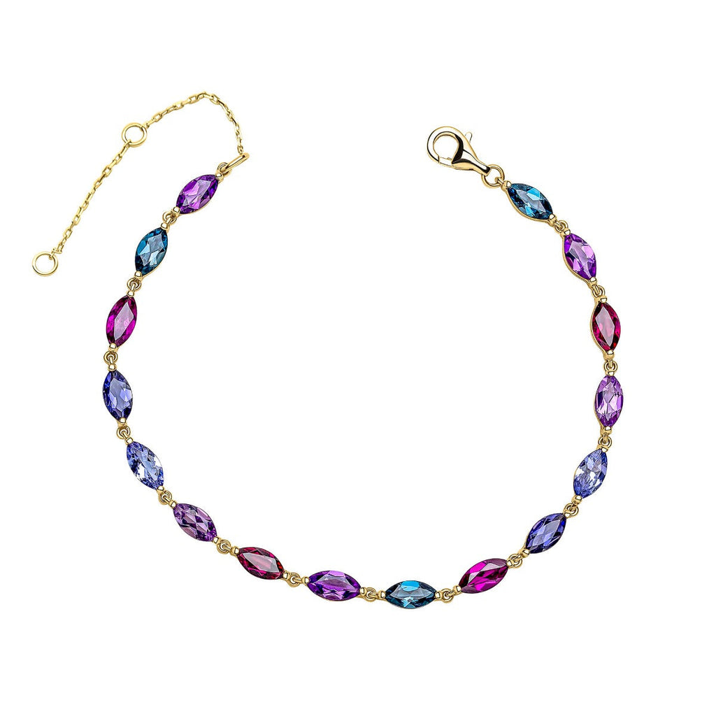Gecko Jewellery 9ct Yellow Gold Navette Semi-Precious Tennis Bracelet