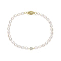 Gecko Jewellery Seed Pearl and Diamond Flower Bracelet with Ball Clasp