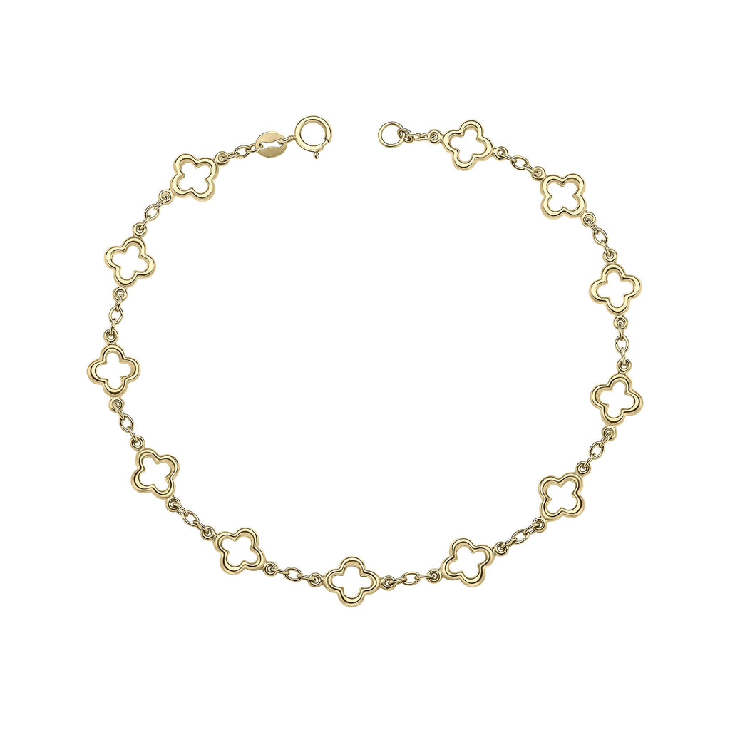 Gecko Jewellery Quatrefoil Station Bracelet in 9ct Yellow Gold