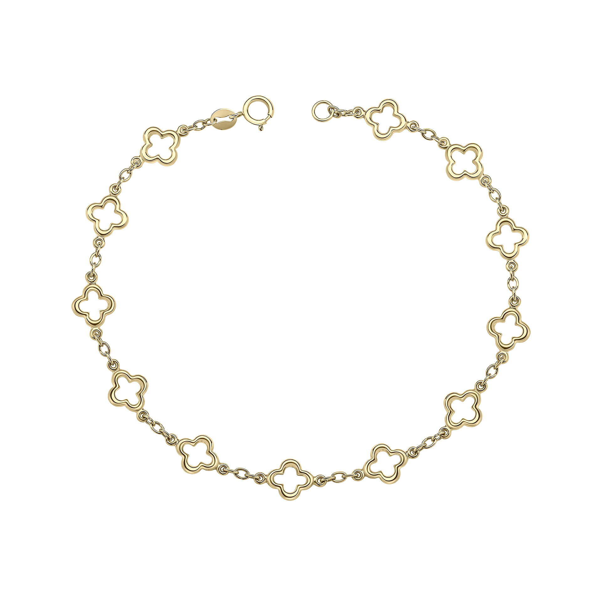 Gecko Jewellery Quatrefoil Station Bracelet in 9ct Yellow Gold