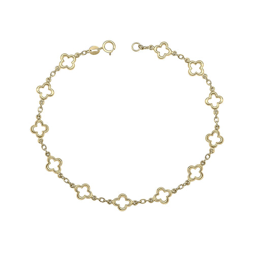 Gecko Jewellery Quatrefoil Station Bracelet in 9ct Yellow Gold