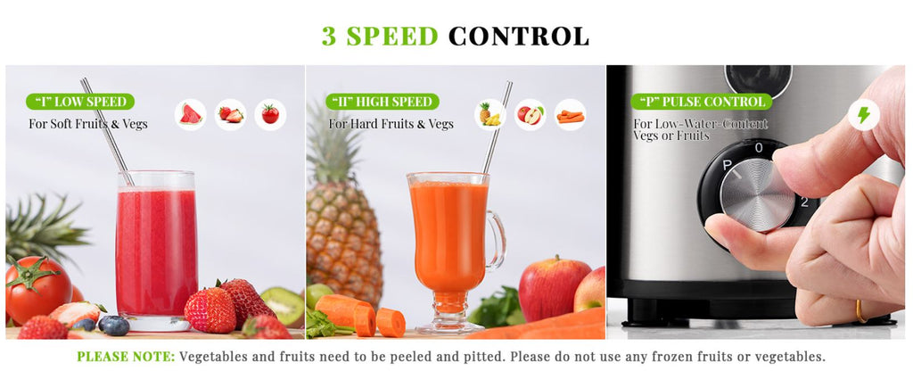 SHARDOR 800W Centrifugal Juicer Machine | 3-Speed Stainless Steel Extractor