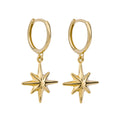 Gecko Jewellery 9ct Yellow Gold Starburst Charm Hoop Earrings