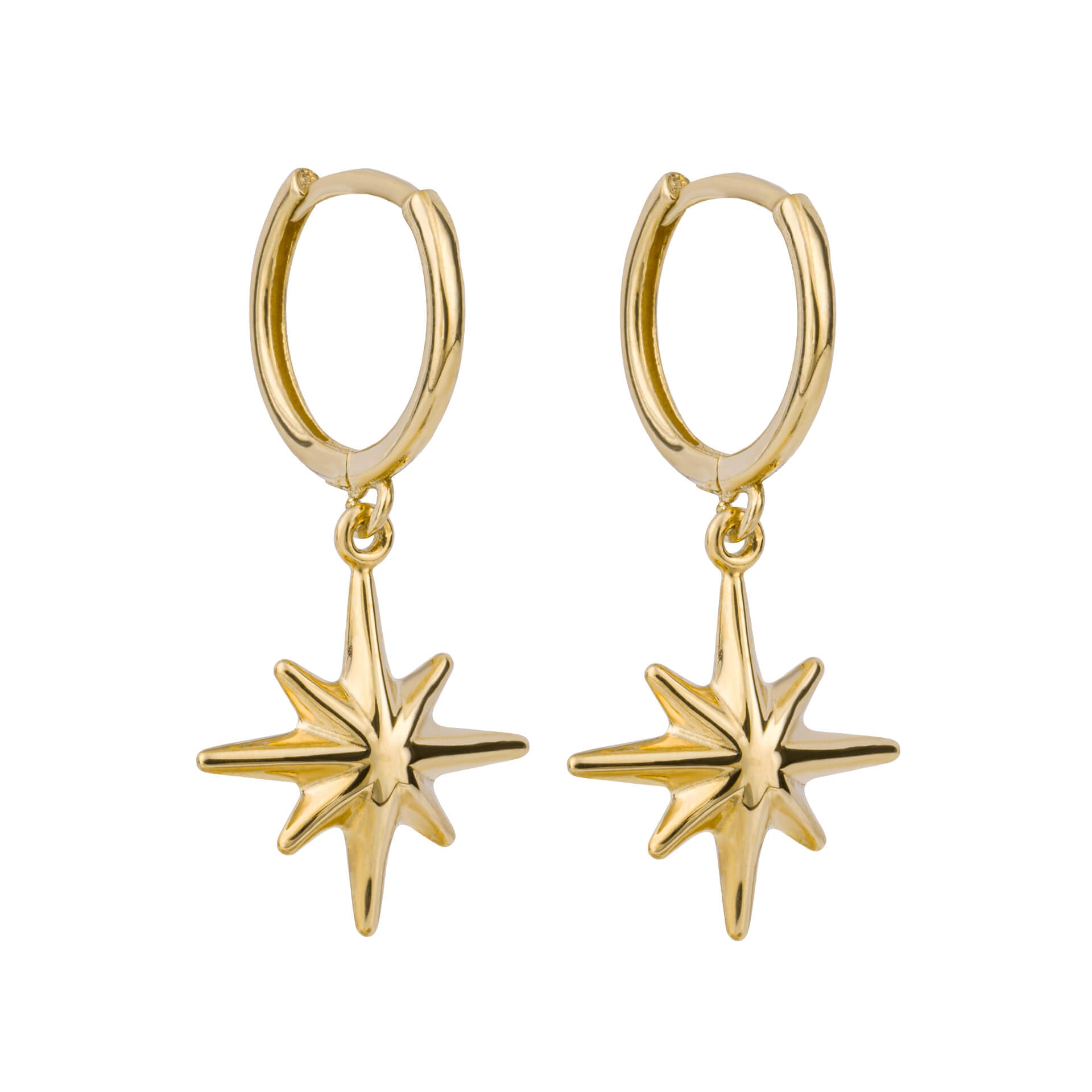 Gecko Jewellery 9ct Yellow Gold Starburst Charm Hoop Earrings