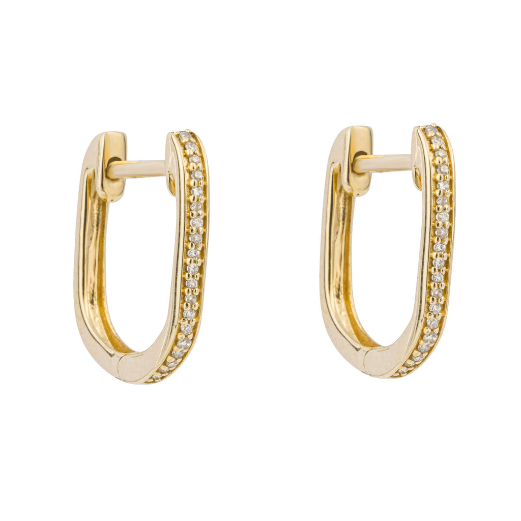 Gecko Jewellery U Shape Pave Diamond Hoop Earrings in 9ct Gold