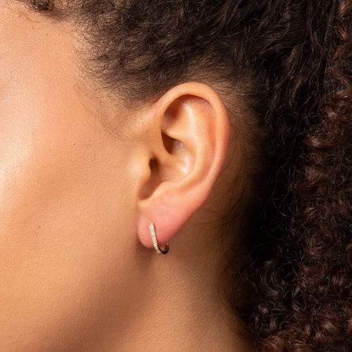 Gecko Jewellery U Shape Pave Diamond Hoop Earrings in 9ct Gold