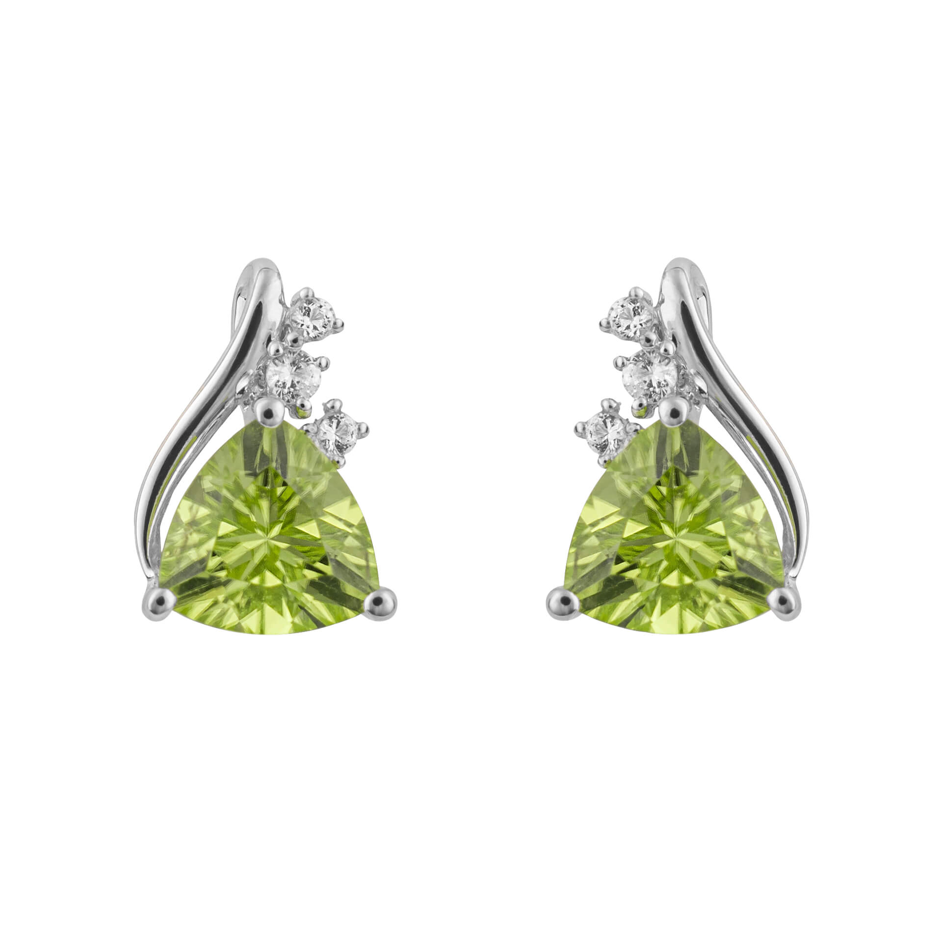 Gecko Jewellery Trillion Cut Semi-Precious & White Topaz 9ct Gold Studs