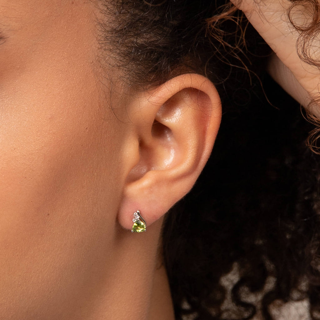 Gecko Jewellery Trillion Cut Semi-Precious & White Topaz 9ct Gold Studs