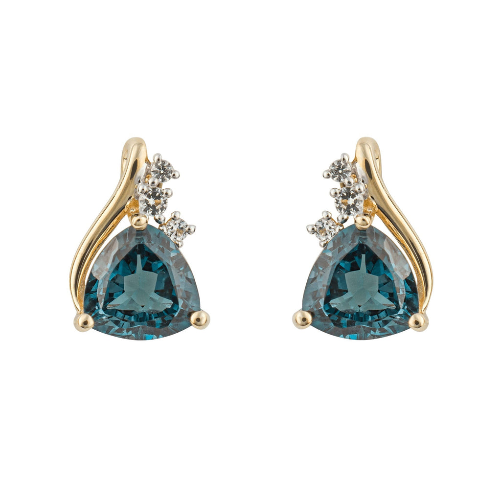 Gecko Jewellery Trillion Cut Semi-Precious & White Topaz 9ct Gold Studs