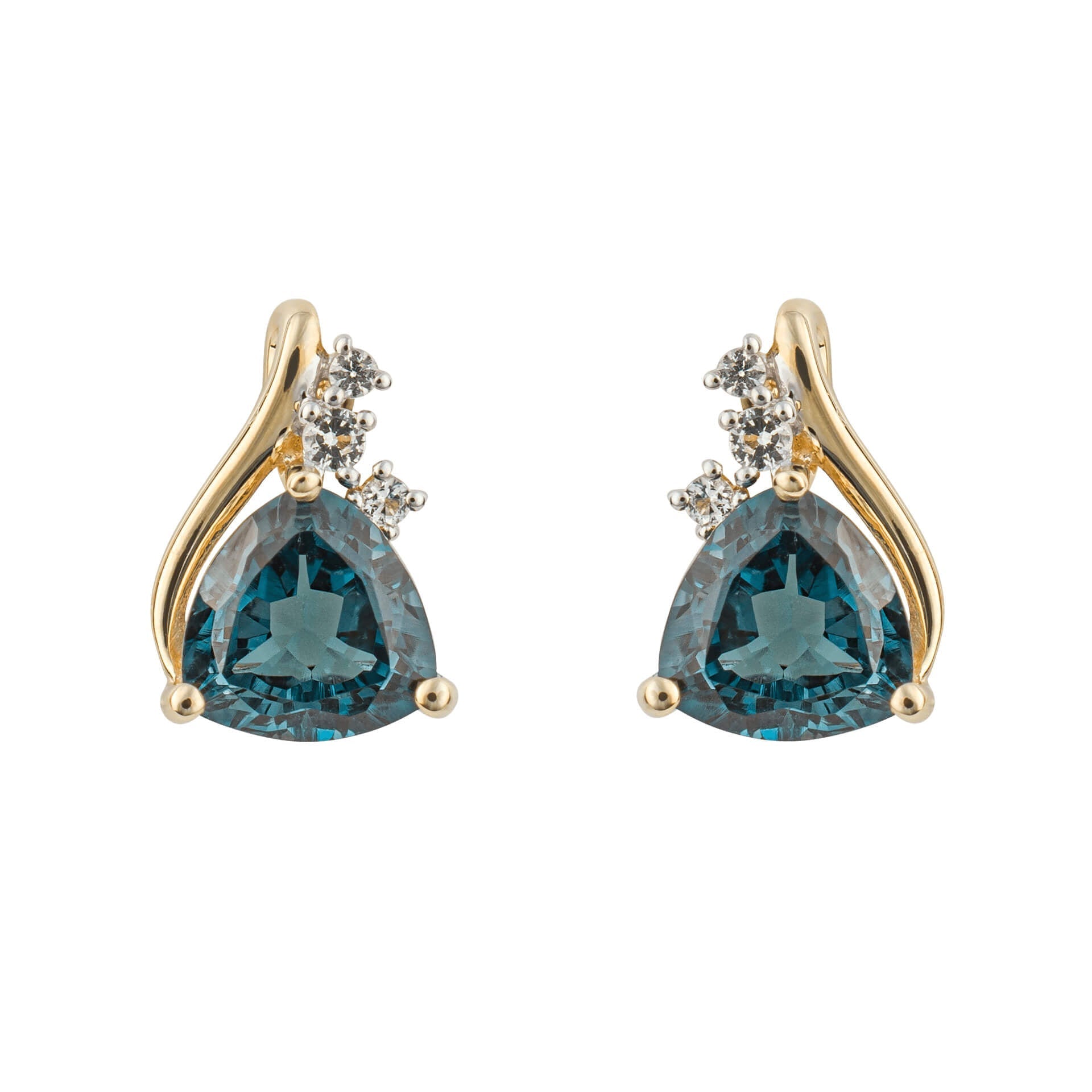 Gecko Jewellery Trillion Cut Semi-Precious & White Topaz 9ct Gold Studs