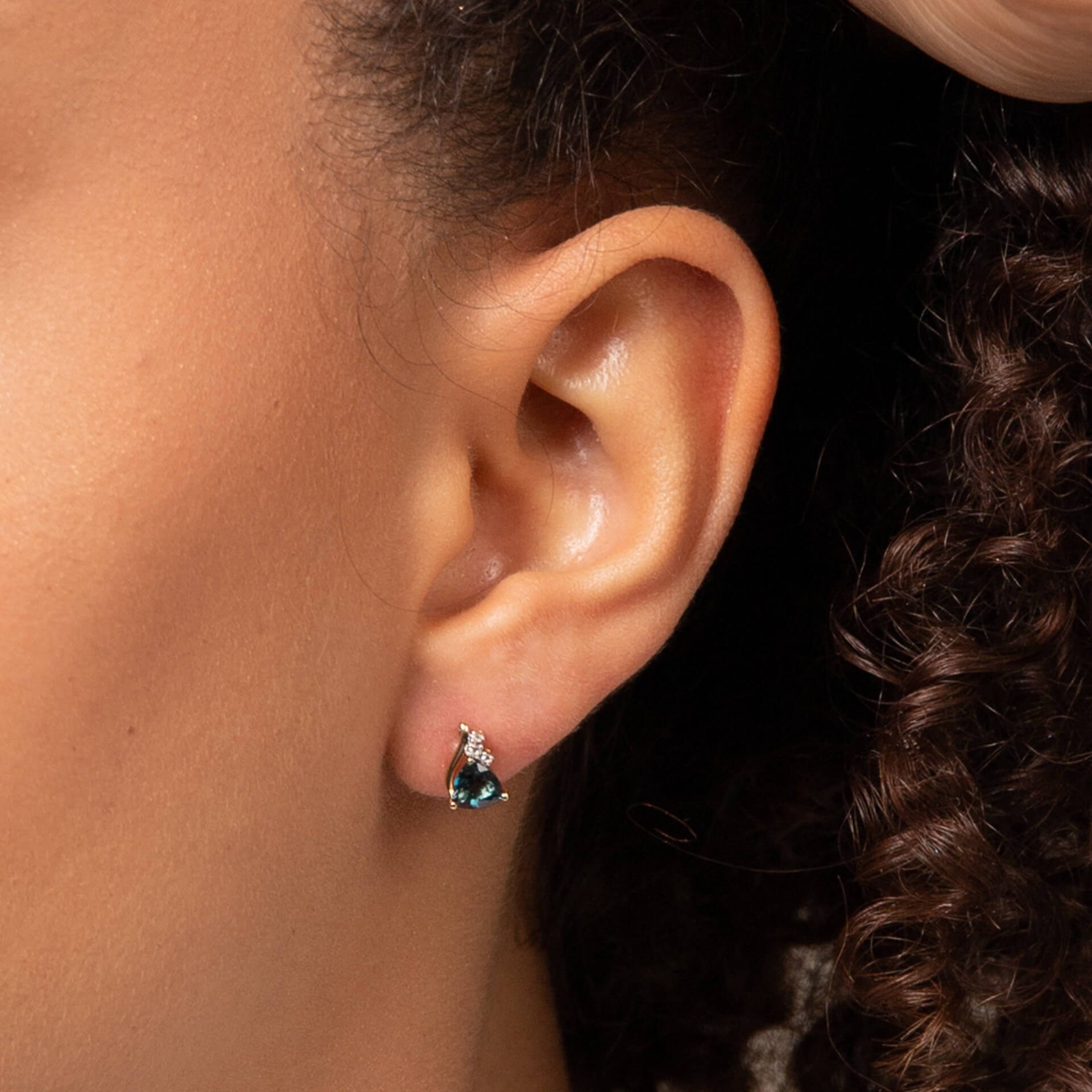 Gecko Jewellery Trillion Cut Semi-Precious & White Topaz 9ct Gold Studs