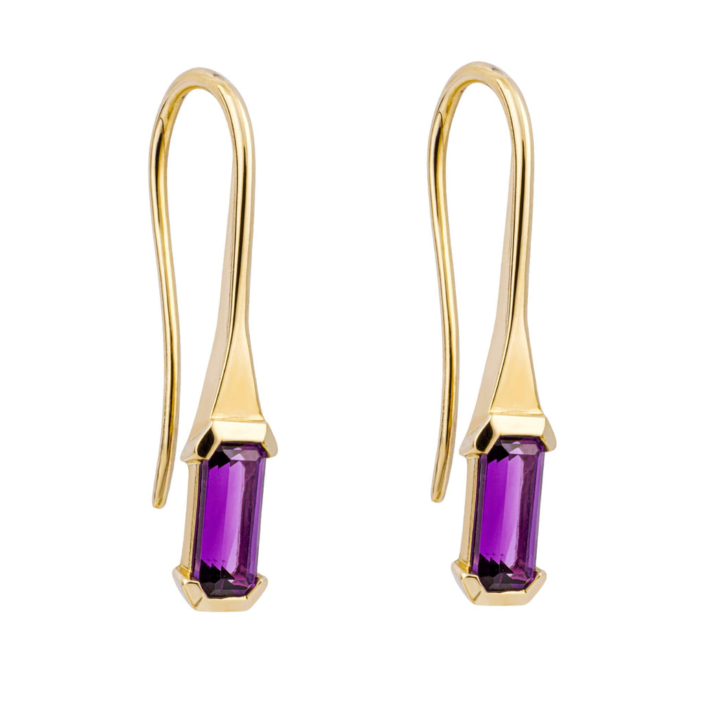 Gecko Jewellery Elongated Semi-Precious Stone Hook Earrings in 9ct Gold