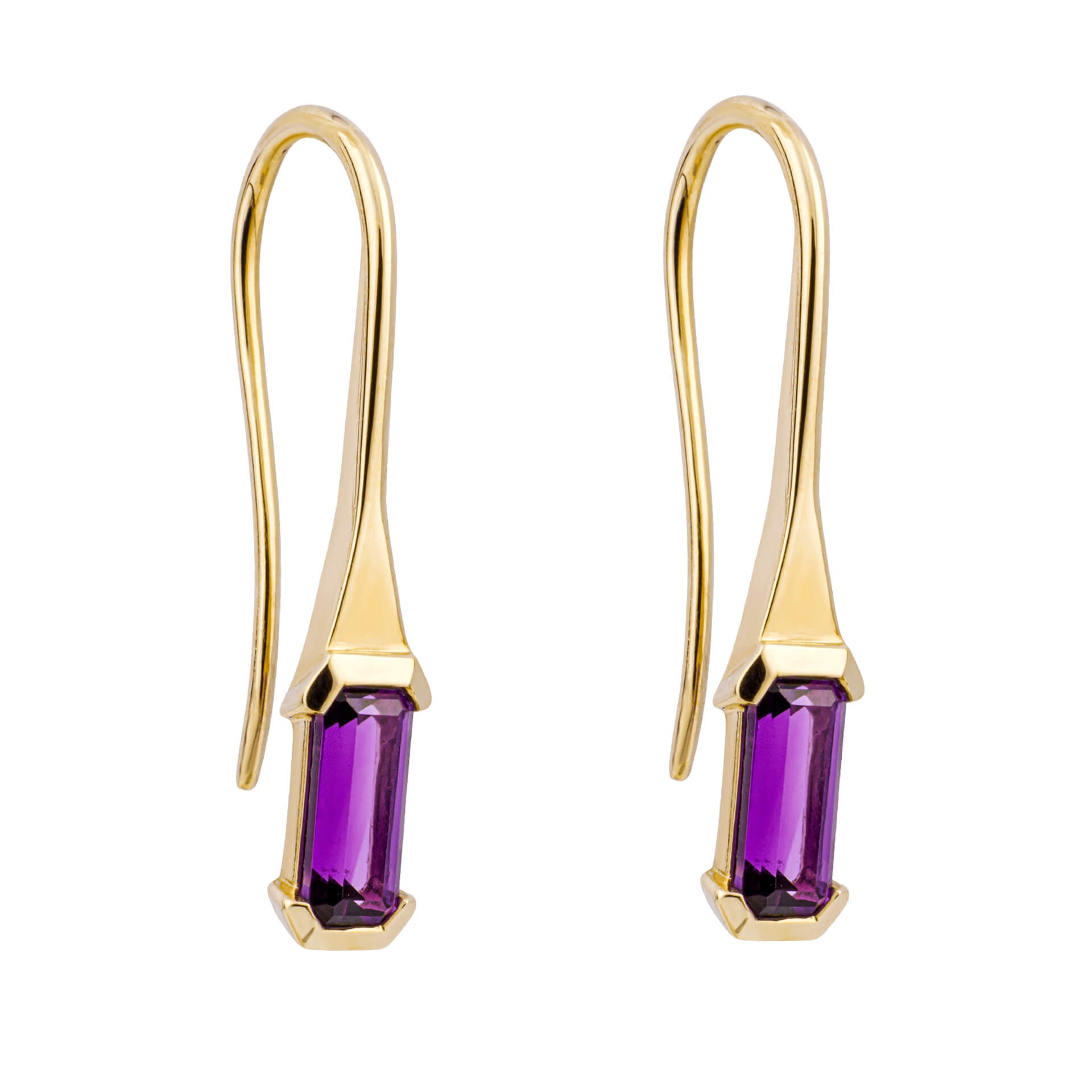 Gecko Jewellery Elongated Semi-Precious Stone Hook Earrings in 9ct Gold