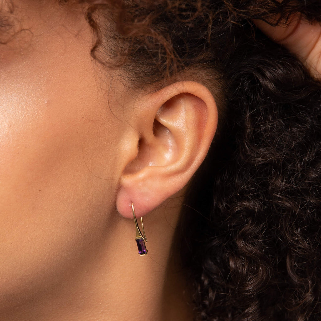 Gecko Jewellery Elongated Semi-Precious Stone Hook Earrings in 9ct Gold