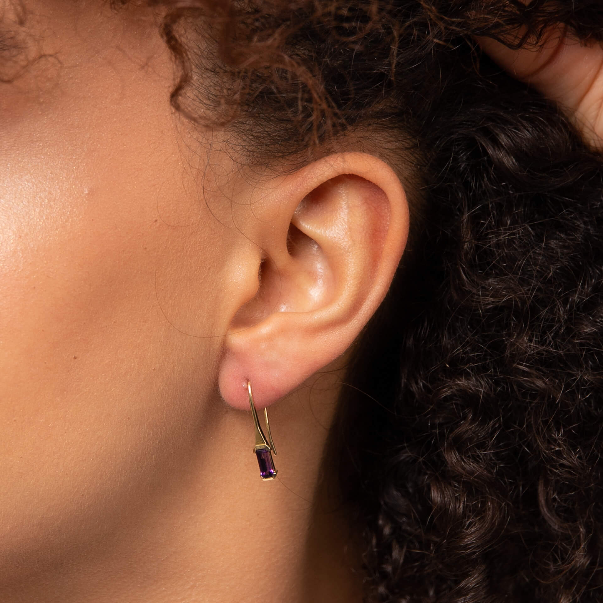Gecko Jewellery Elongated Semi-Precious Stone Hook Earrings in 9ct Gold