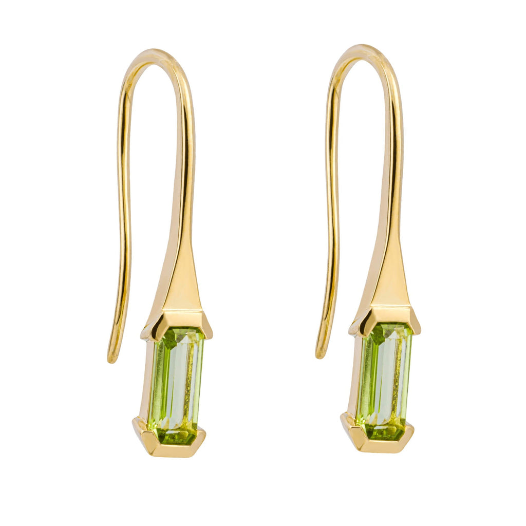 Gecko Jewellery Elongated Semi-Precious Stone Hook Earrings in 9ct Gold