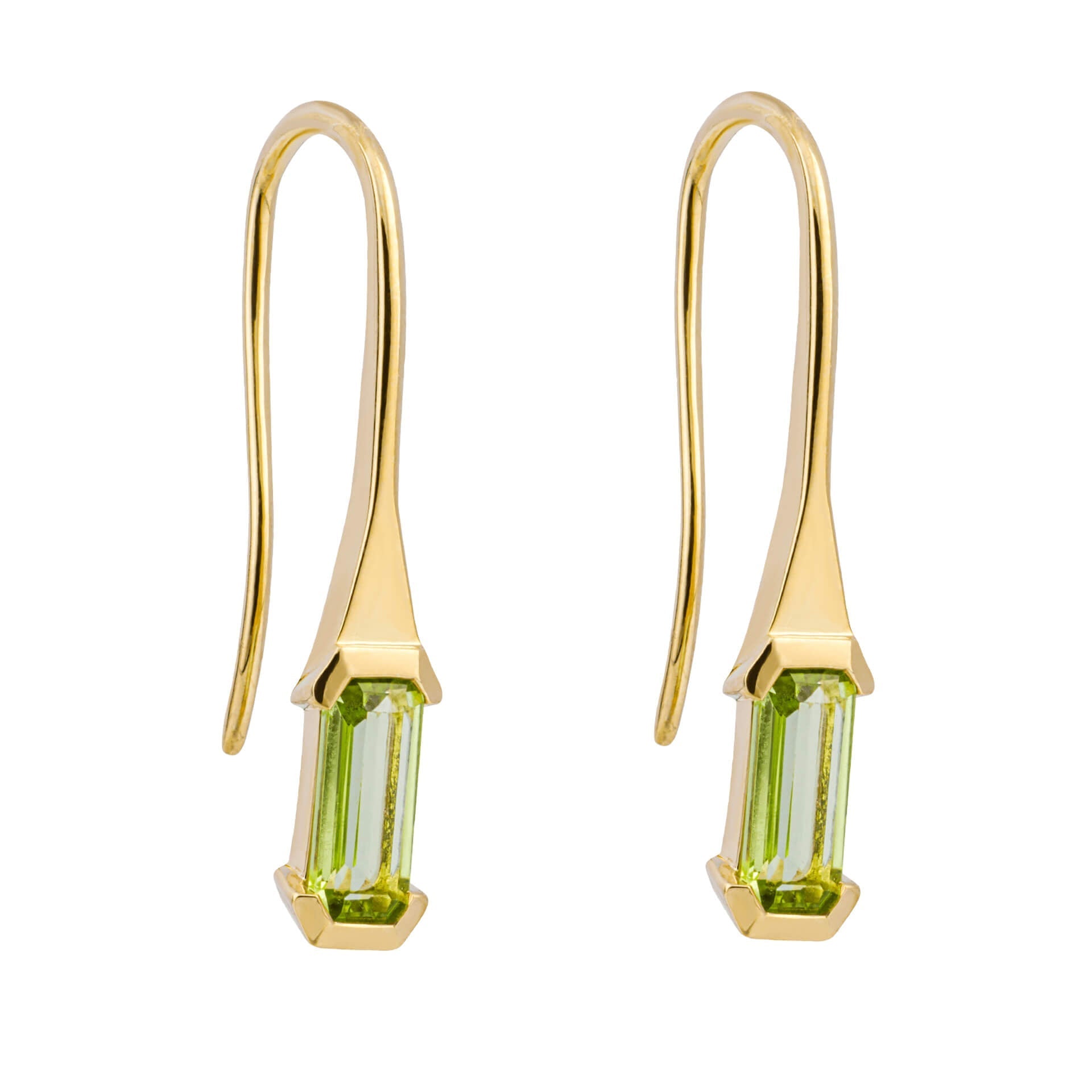 Gecko Jewellery Elongated Semi-Precious Stone Hook Earrings in 9ct Gold