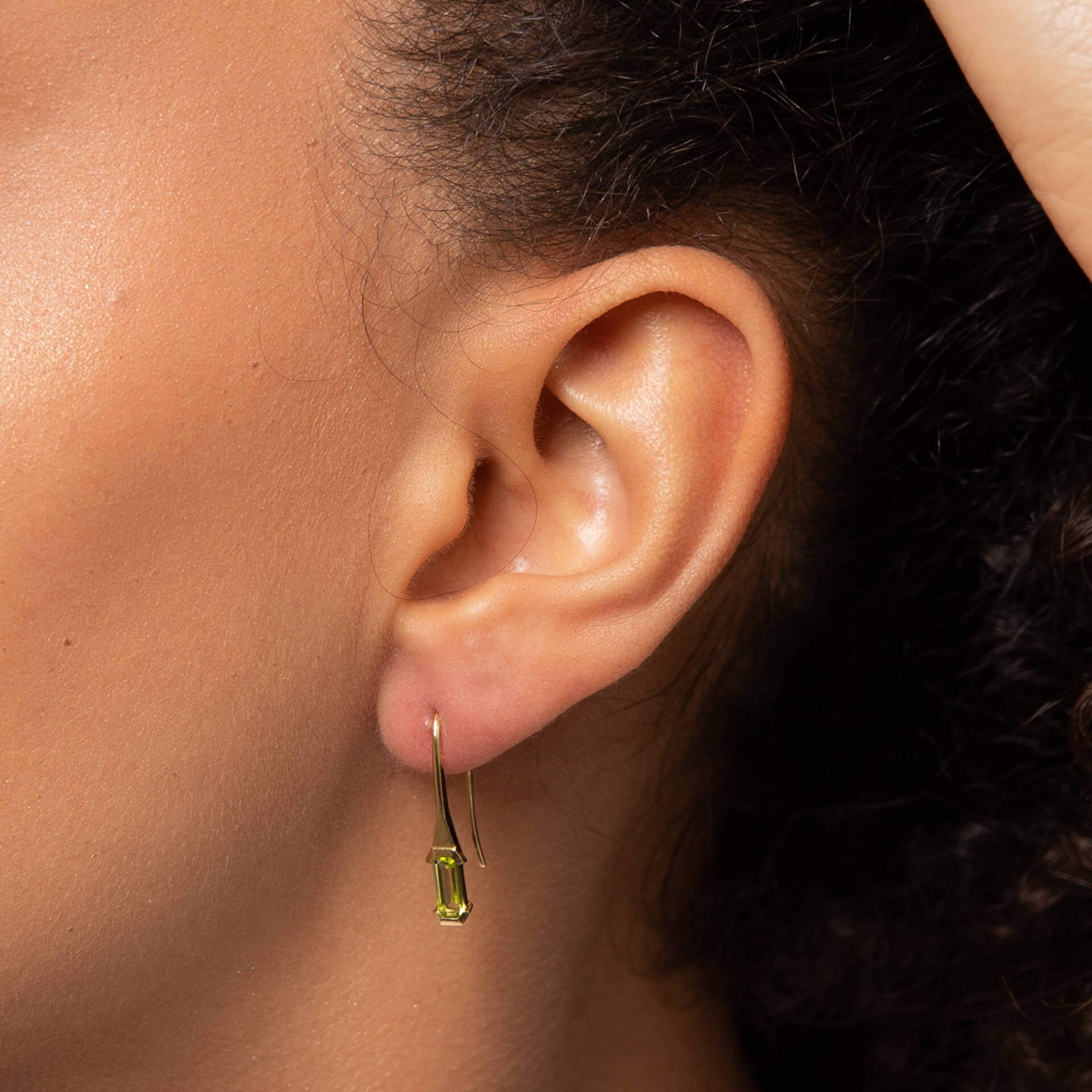 Gecko Jewellery Elongated Semi-Precious Stone Hook Earrings in 9ct Gold